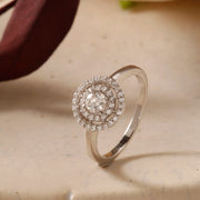 925 Sterling Silver Round Cut Double Halo Engagement Ring for Women